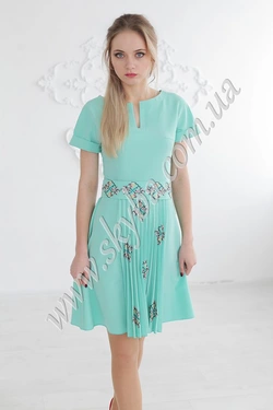 Жіноча сукня СК6254 з вишитим поясом та плісе